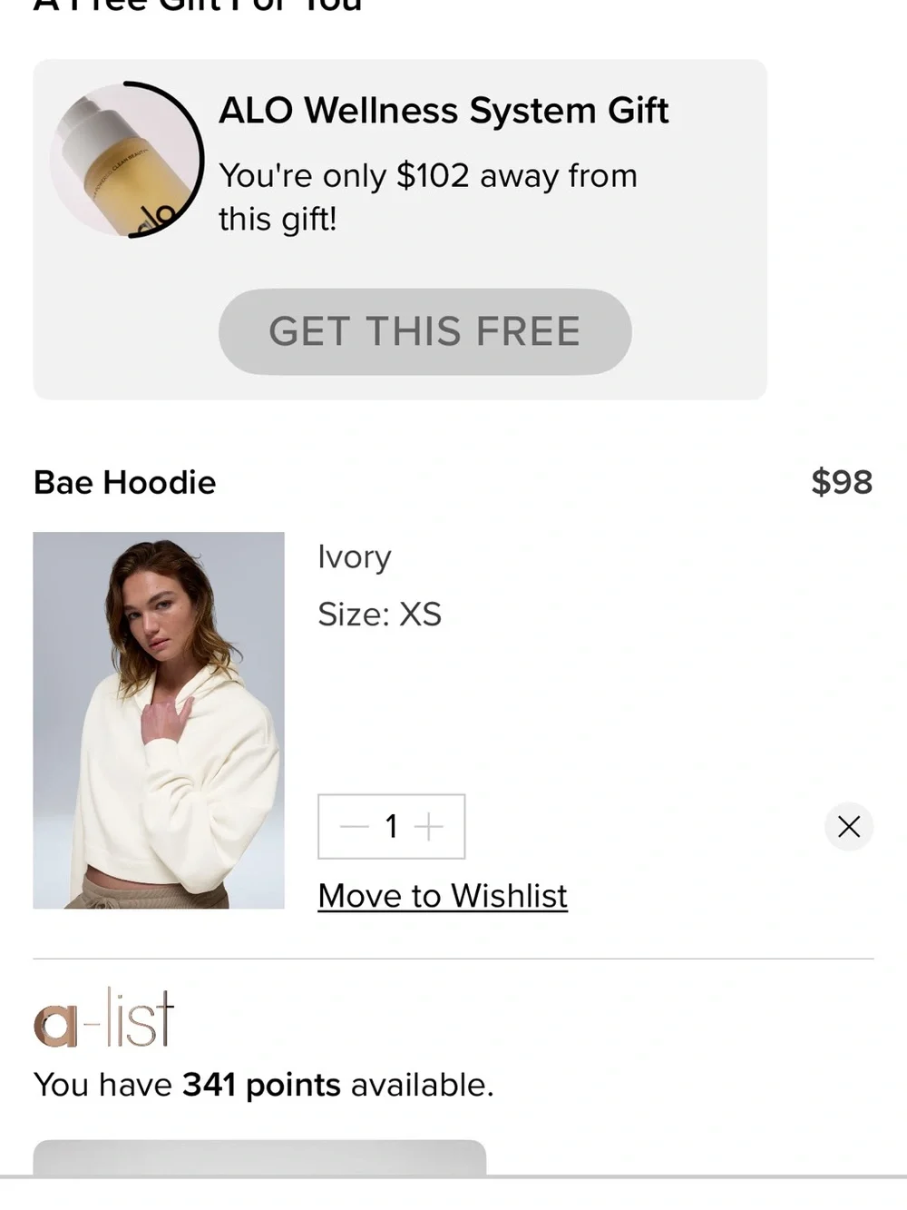 ALO Yoga Cropped Ivory Hoodie